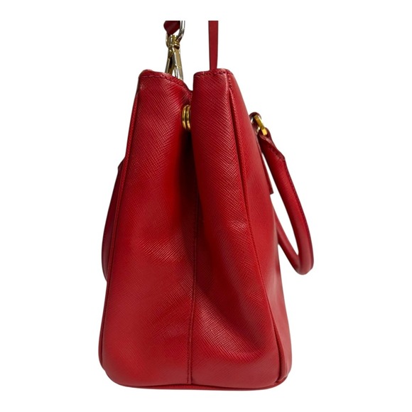 Prada Saffiano Lux Galleria Double Zip Tote Small Fuoco Red with Strap - Picture 7 of 15